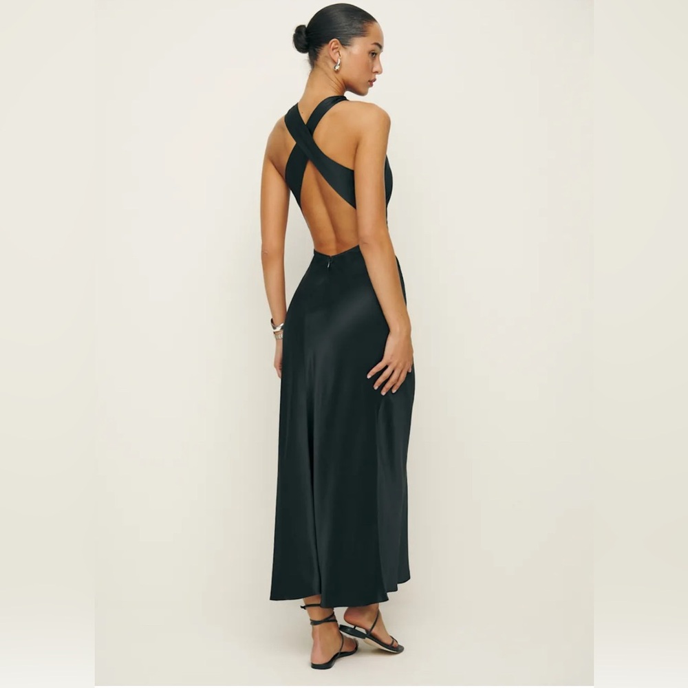 NWT Reformation Casette Silk Dress Black formal wedding party